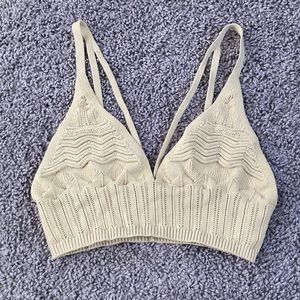 Free people knit strappy crop top tan